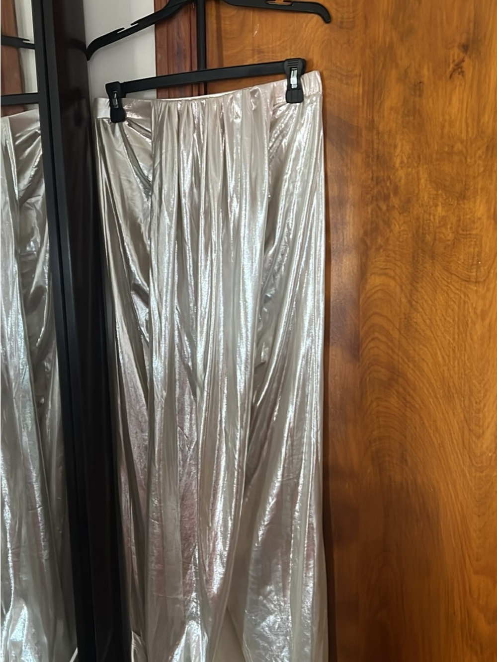 AKIRA Metallic Silver Long-Sleeve Maxi Dress - Picture 2 of 3